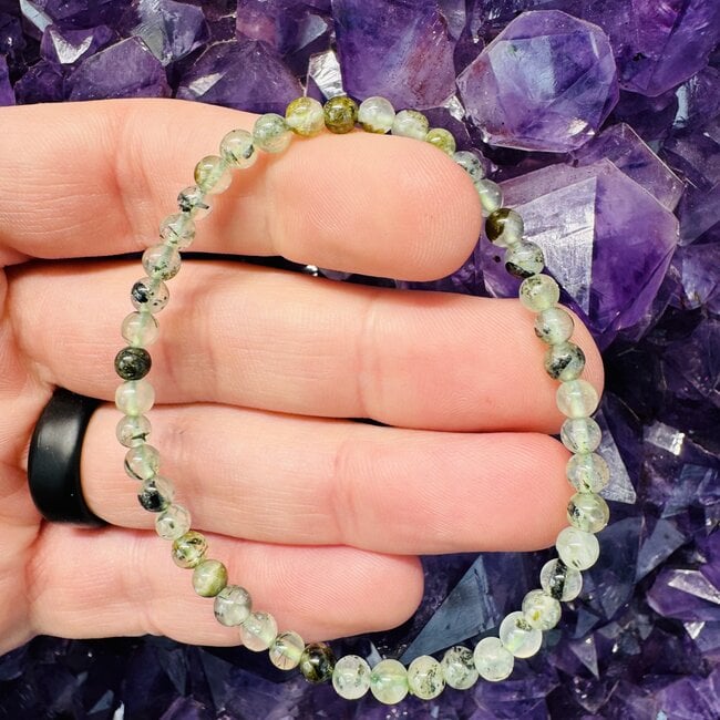 Green Prehnite Bracelets - 4mm Mini (Epidote Inclusions)