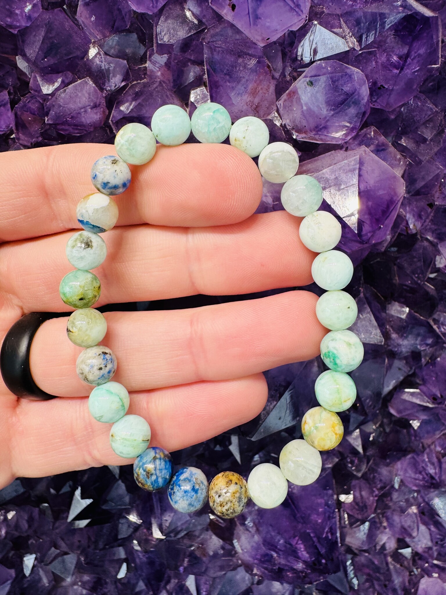 Phoenix Stone Pine & Chrysocolla (Fynchenite) Bracelets - 8mm