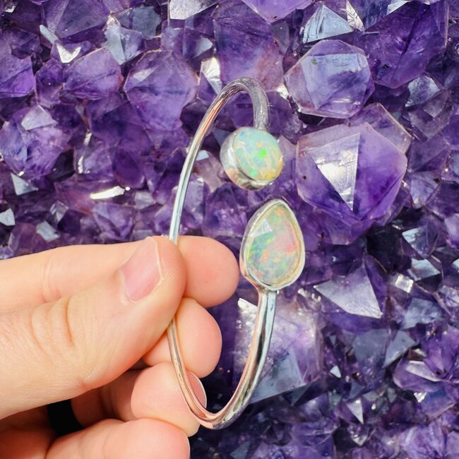 Ethiopian Opal Bracelet - Twistable Adjustable - Sterling Silver