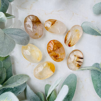 Golden Healer (Yellow Hematoid) Quartz Palm Pillow Stones - Small