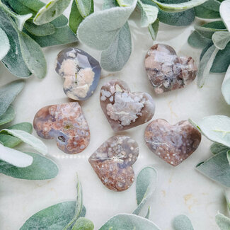 Flower Agate (Cherry Blossom) Hearts - Large