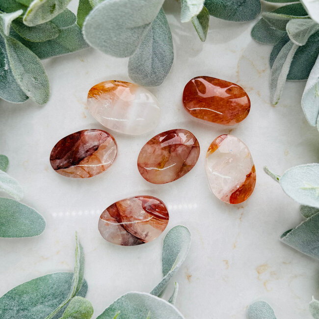 Fire Quartz (Red Hematoid) Palm Pillow Pocket Stones - Medium