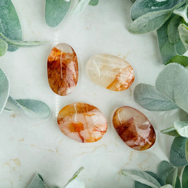 Fire Quartz (Red Hematoid) Palm Pillow Palm Stones - Large