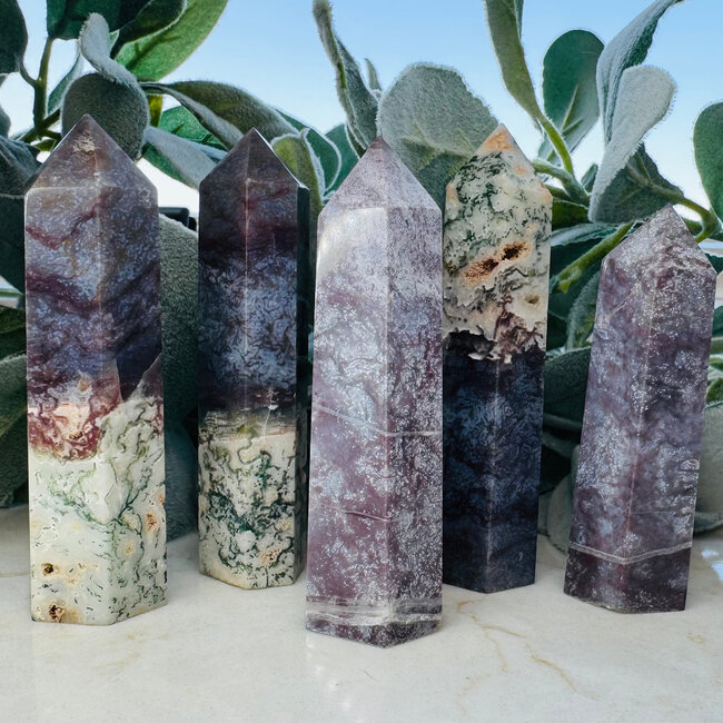 Purple Moss Agate Towers Points Generators - Medium 3-5"