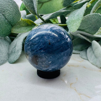 Blue Kyanite in Clear Quartz Sphere Orb - 40mm