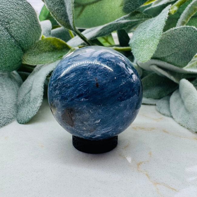 Blue Kyanite in Clear Quartz Sphere Orb - 40mm