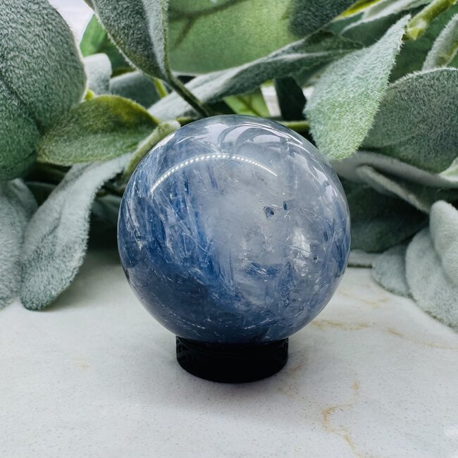 Blue Kyanite in Clear Quartz Sphere Orb - 40mm