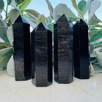 Goldsheen (Gold Sheen Golden) Obsidian Tower Point Generator - Medium (3-4")