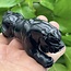 Black Obsidian Leopard Cougar Panther 4" Large Animal Carvings