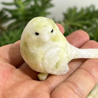 Yellow Jade Birds - Medium Carvings 2"