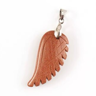 Gold Sandstone (Goldstone) Sand Stone Pendants - Angel Wing Feather 1.5"