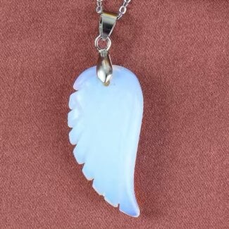Opalite Pendants - Angel Wing Feather 1.5"