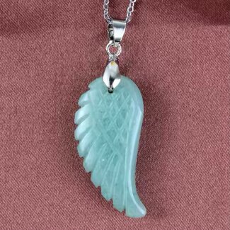 Green Aventurine Pendants - Angel Wing Feather 1 - 1.5"