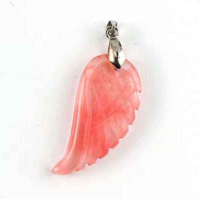 Cherry Quartz Pendants - Angel Wing Feather 1.5"