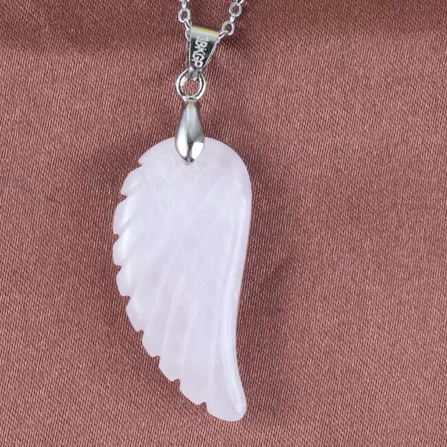 Clear (Crystal) Quartz Pendants - Angel Wing Feather 1.5"