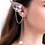 Ear Cuff Elf Charm Fairy Long Tassel Wrap Wings with Flowers and Beads - Silver (Plated) Set