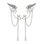 Ear Cuff Elf Charm Fairy Long Tassel Wrap Wings with Flowers and Beads - Silver (Plated) Set