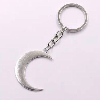 Crescent Moon Keychain - Silver