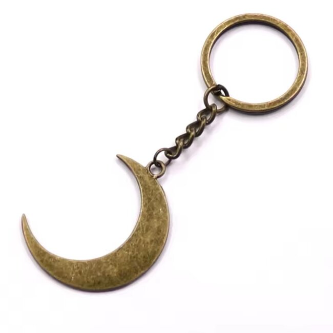 Crescent Moon Keychain - Bronze