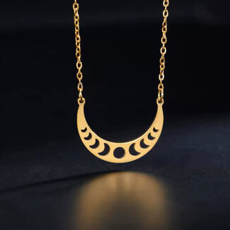 Crescent Moon Phase Necklaces - Stainless Steel Gold (Plated)