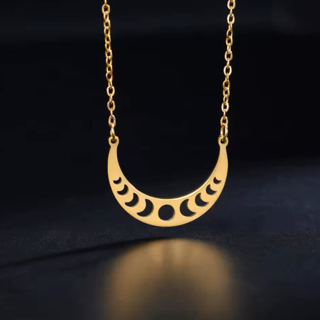 Crescent Moon Phase Necklaces - Stainless Steel Gold (Plated)
