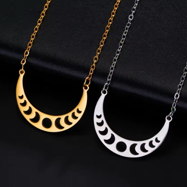 Crescent Moon Phase Necklaces - Stainless Steel Gold (Plated)