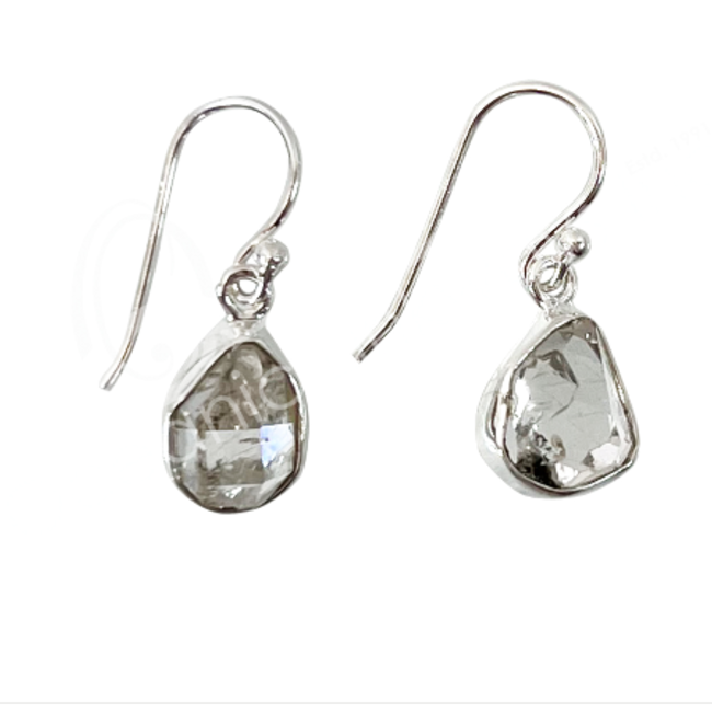 Herkimer Diamond Earrings - Dangle Drop Rough Raw Natural - .75-1" Sterling Silver