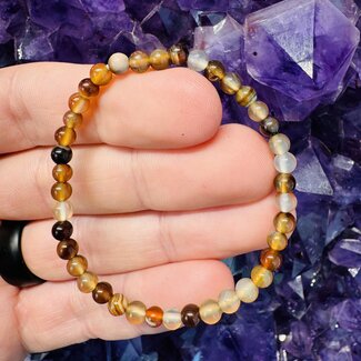 Brown & Cream Agate Children's Bracelets - 4mm - Child, Kid