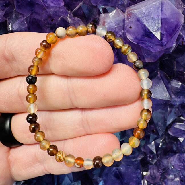 Brown & Cream Agate Children's Bracelets - 4mm - Child, Kid