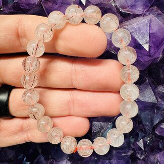 Clear Quartz & Red Rutile Bracelets-10mm