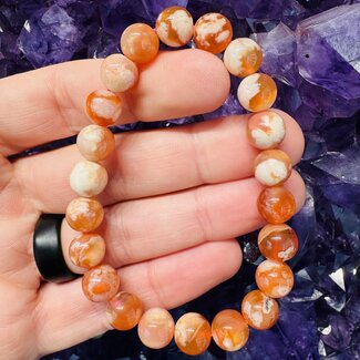 Flower Agate & Carnelian Bracelets - 8 - 9mm