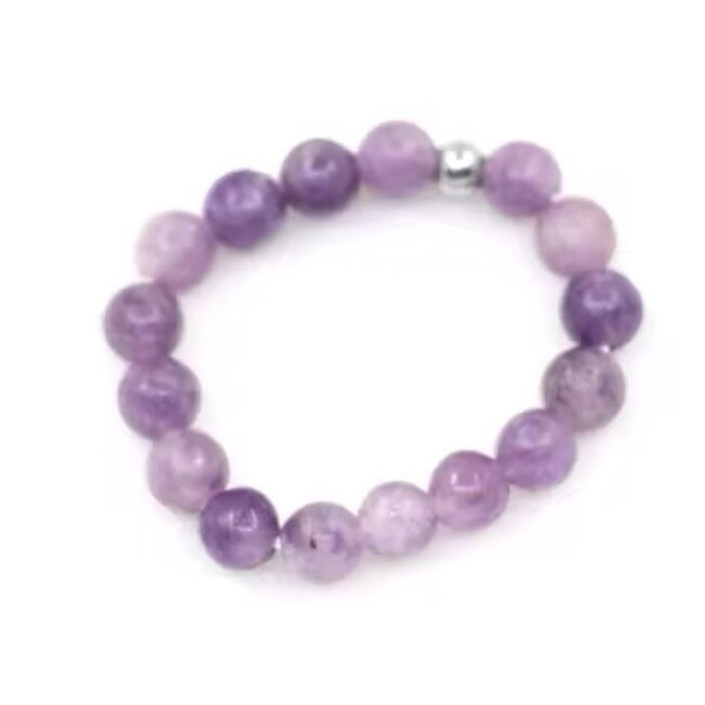 Lepidolite Rings - Adjustable Beaded Stretch Gemstone