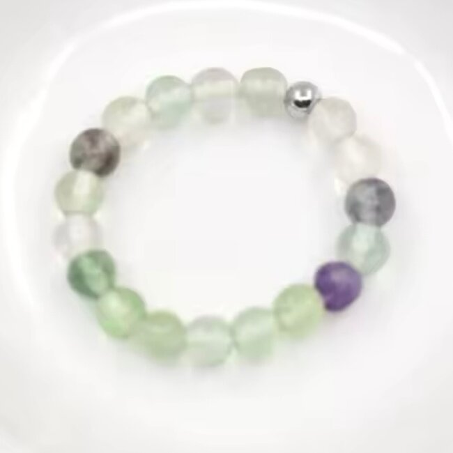 Rainbow Fluorite Rings - Adjustable Beaded Stretch Gemstone