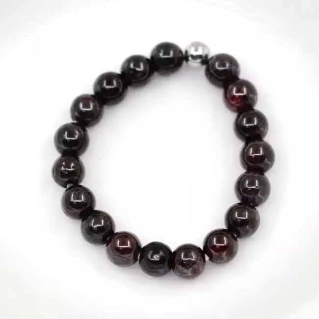 Garnet Rings - 4mm Adjustable Beaded Stretch Gemstone