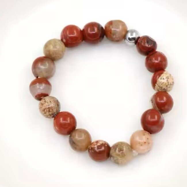 Red Jasper Rings - Adjustable Beaded Stretch Gemstone