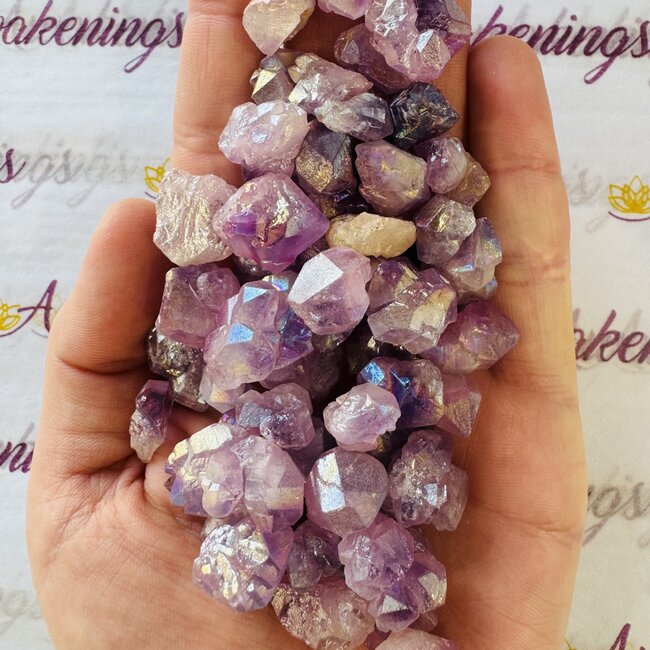 Aura Amethyst Flower Points - Small Clusters Rough Raw