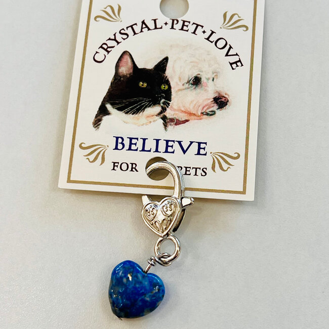 Pet Pendant (Heart) Charm - Lapis Lazuli (Believe)-Dog Cat Animal Collar