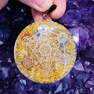 Chakra Round Metatron Orgone Orgonite Pendants