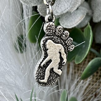 Bigfoot Big Foot Keychain - Bigfoot Shaped Silver Color