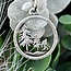 Bigfoot Big Foot Keychain - Bigfoot with Trees Round Shape Silver Color