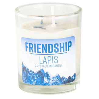Friendship Lapis Lazuli Votive Candle - Geranium and Ylang Ylang Essential Oil 4 oz Soy Lead Free Wick