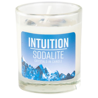 Intuition Sodalite Votive Candle - Lavender and Frankincense Essential Oil 4 oz Soy Lead Free Wick