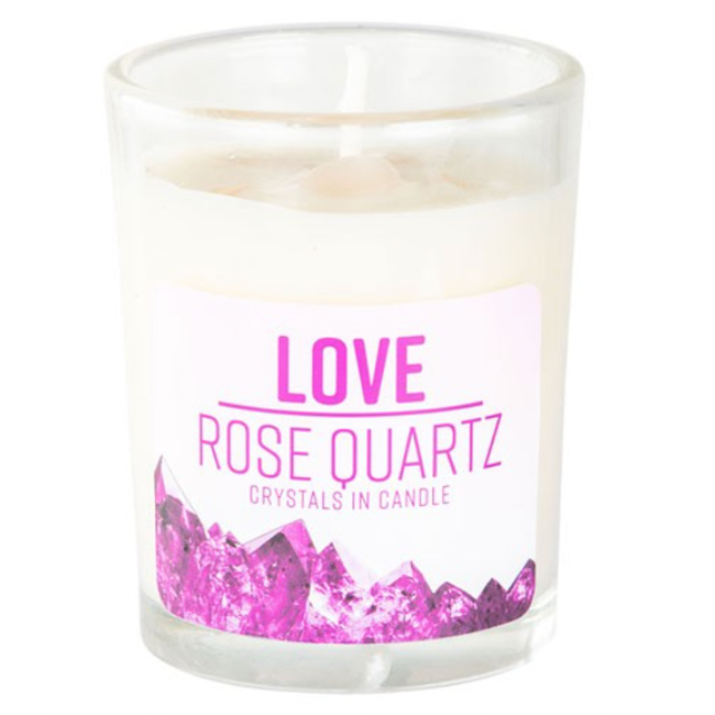 Love Rose Quartz Votive Candle - Lavender, Orange and Ylang Ylang Essential Oil 4 oz Soy Lead Free Wick