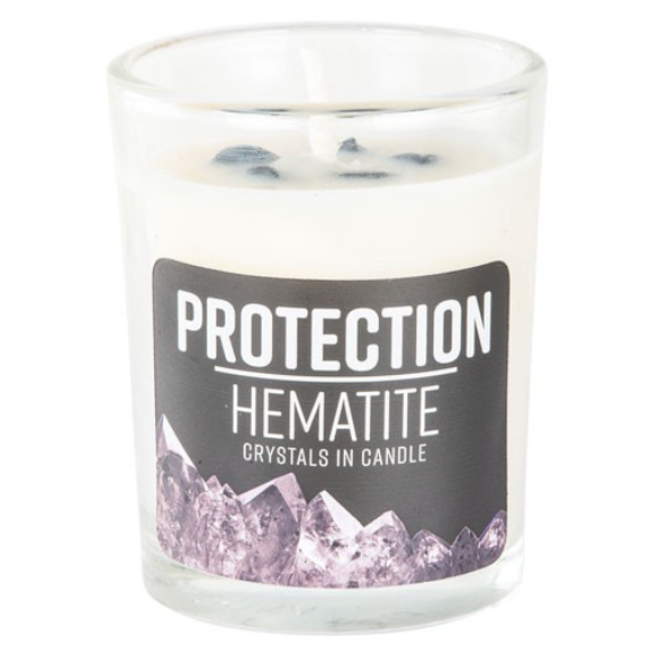 Protection Hematite Votive Candle - Eucalyptus and Grapefruit Essential Oil 4 oz Soy Lead Free Wick
