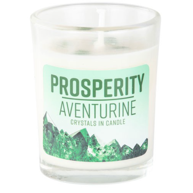Prosperity Green Aventurine Votive Candle - Frankincense and Orange Essential Oil 4 oz Soy Lead Free Wick
