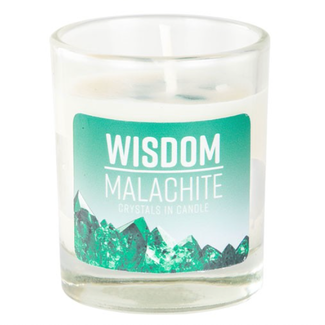 Wisdom Malachite Votive Candle - Peppermint and Lime Essential Oil 4 oz Soy Lead Free Wick