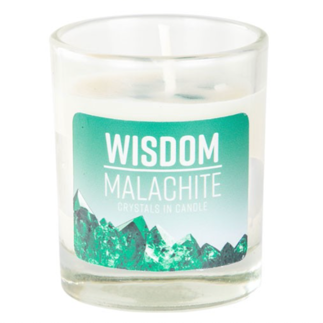 Wisdom Malachite Votive Candle - Peppermint and Lime Essential Oil 4 oz Soy Lead Free Wick