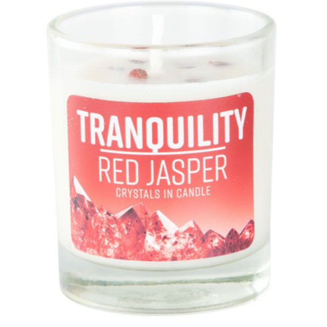 Tranquility Red Jasper Votive Candle - Orange and Tea Tree Essential Oil 4 oz Soy Lead Free Wick