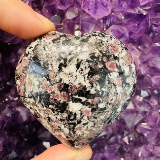 Red Spinel Puffy Hearts - Medium