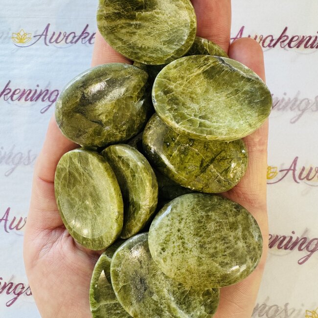 Vesuvianite Worry (Thumb Fidget Relaxation Pocket) Stones - Medium Oval